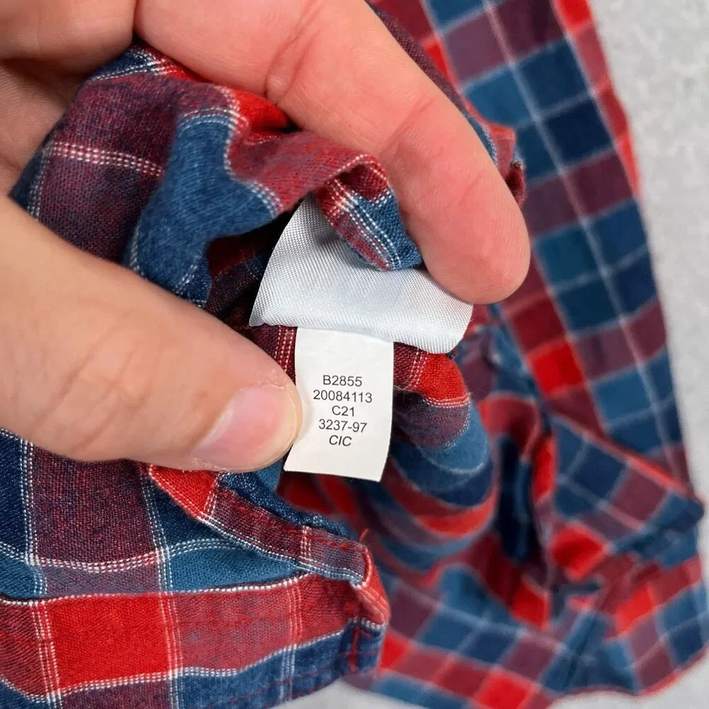 Best Made Co Flannel Shirt Mens Large Red Blue Plaid Linen Cotton Blend Preppy